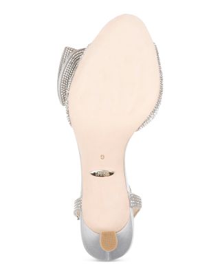 Women's Remi Almond Toe Rhinestone Ruffle Mid Heel Sandals