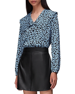 Whistles Fuzzy Leopard Collared Top