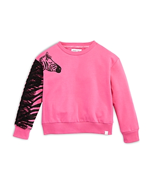 Sovereign Code Girls' Adah Animal Graphic Fringe Sweatshirt - Baby In Zebra/azalea Pink