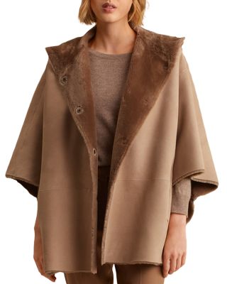 Gerard Darel Melissa Hooded Reversible Shearling Cape | Bloomingdale's