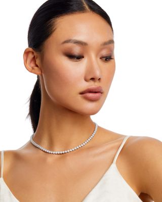 18K White Gold Daisy Diamond Cluster Collar Necklace, 16&amp;quot; - Exclusive