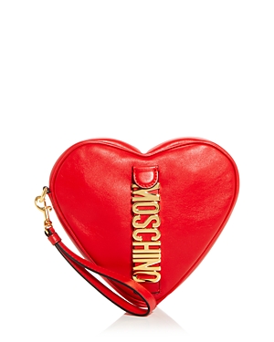 Moschino Logo Heart Wristlet In Red