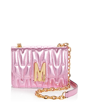 Shop Moschino Quilted Leather Shoulder Bag In Pink