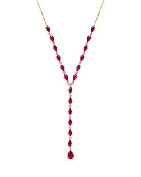 Bloomingdale's - Ruby & Diamond Lariat Necklace in 14K Yellow Gold, 17.5" - 100% Exclusive