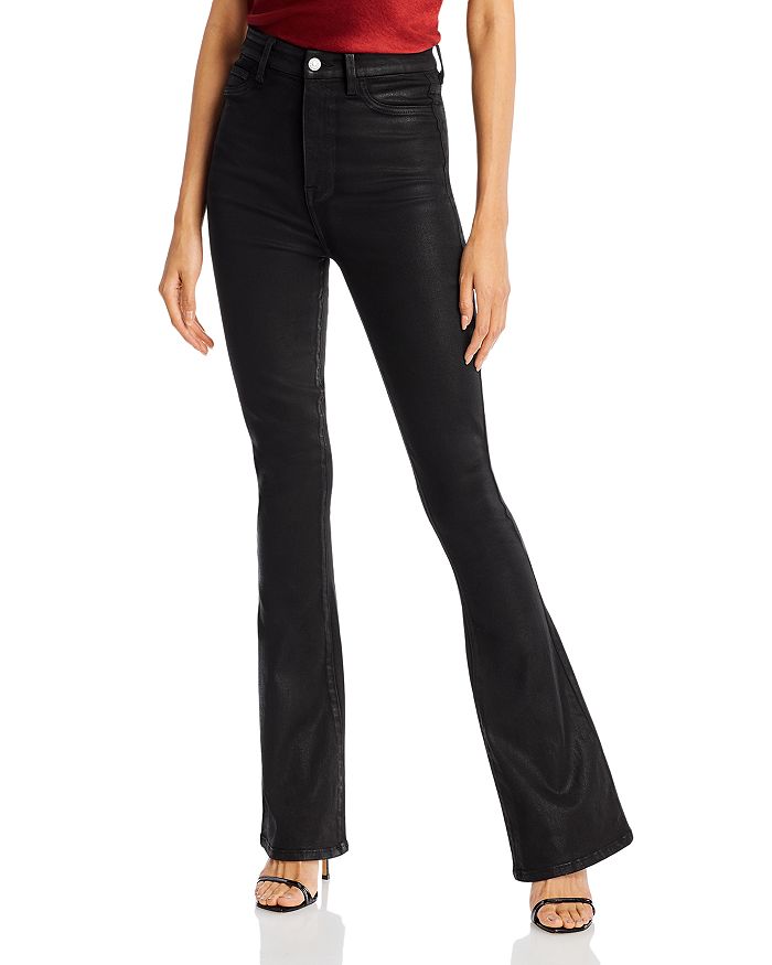 7 For All Mankind Ultra High Rise Skinny Bootcut Jeans in Coated Black ...