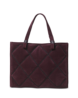 Shop Callista Cross Quilted Suede Tote In Berry