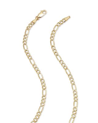 Open Heart Figaro Link Chain Necklace in 14K Yellow Gold, 18" 