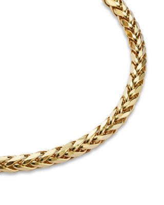 Men&#39;s Wheat Link Chain Bracelet in 14K Yellow Gold 