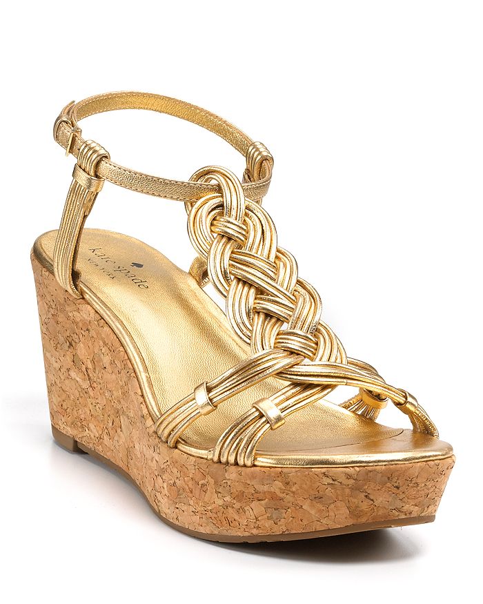 Kate spade gold wedges on sale