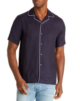 Orlebar Brown Happy Stripe Hibbert Piped Shirt In Navy | ModeSens