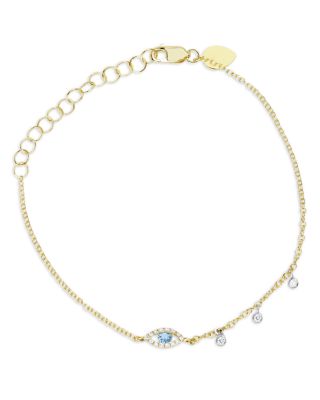 Meira T - 14K White & Yellow Gold Blue Topaz & Diamond Evil Eye Link Bracelet