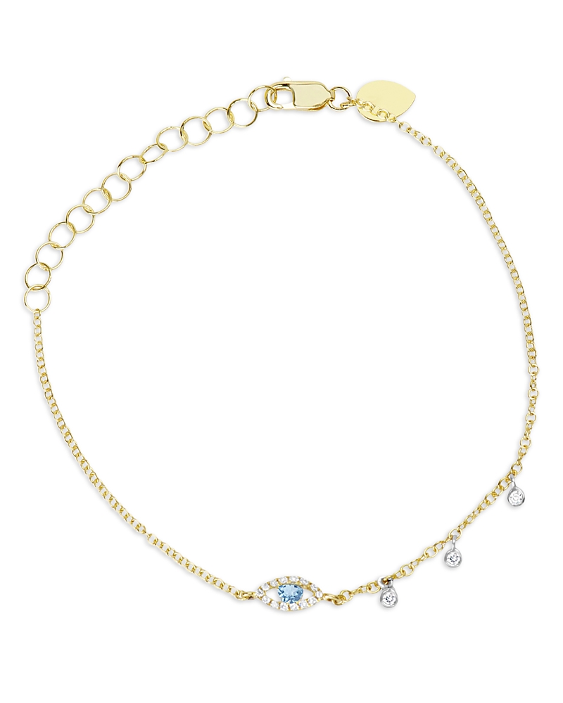 Meira T 14K White & Yellow Gold Blue Topaz & Diamond Evil Eye Link Bracelet