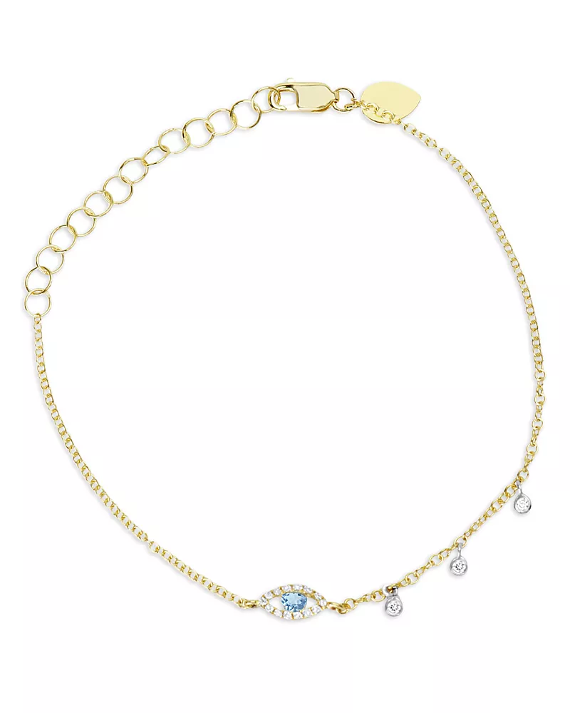 Meira T 14K White & Yellow Gold Blue Topaz & Diamond Evil Eye Link Bracelet