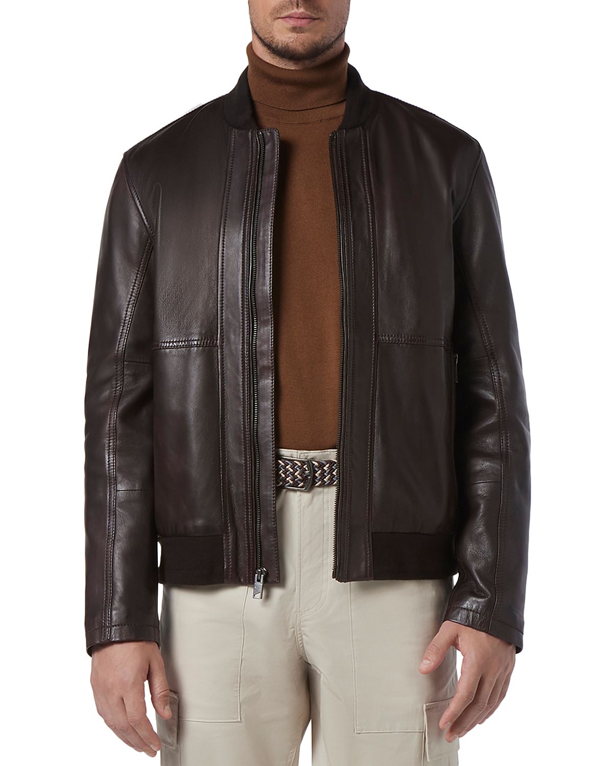 Andrew Marc MacNeil Leather Bomber Jacket