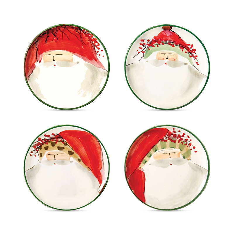 Vietri Old St. Nick Set Of 4 Canape Plates In Multi