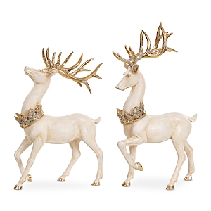 Mark Roberts Reindeer With Crown, Set Of 2 In White