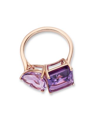 Amethyst & Pink Amethyst Ring in 14K Rose Gold  