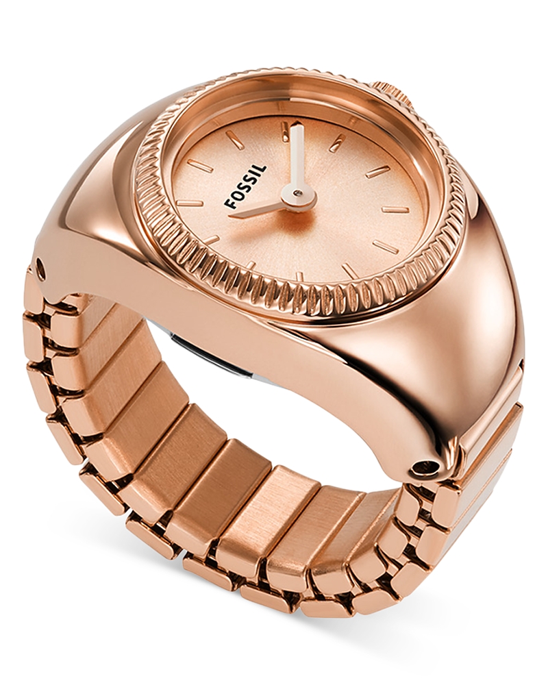 Fossil Women's Ring Watch Two-hand Rose Gold-tone Stainless Steel Bracelet Watch, 15mm In Rose Gold