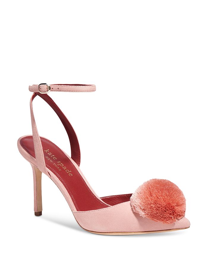 kate spade new york Women's Amour Pom Pom Ankle Strap High Heel Pumps |  Bloomingdale's