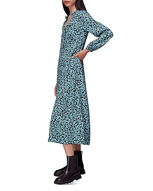 Shop Whistles Leopard Print Midi Dress In Blue/multi