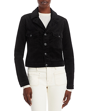 L Agence Eisenhower Velvet Cropped Jacket In Noir