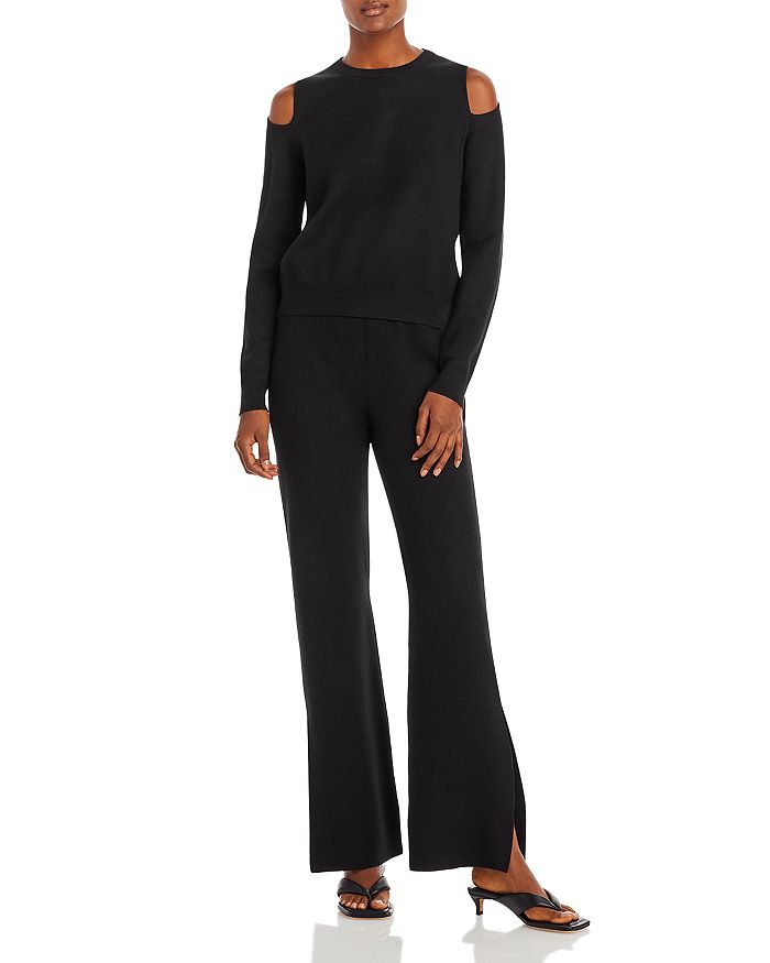 Monrow Supersoft Sweater Knit Cutout Top & Flared Pants | Bloomingdale's