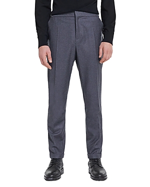 The Kooples Wool Flannel Tailored Fit Trousers In Grey