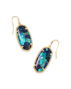 Kendra Scott Elle Earrings In Bronze Veined Lapis Turquoise Magnesite