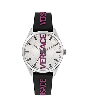Versace Men's V-vertical Stainless Steel & Silicone Strap Watch In Silver/black