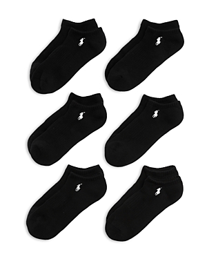Shop Polo Ralph Lauren Cotton Blend Performance Low Cut Socks, Pack Of 6 In Black