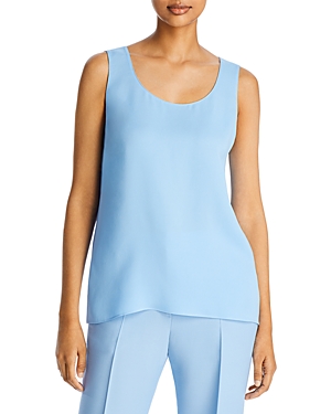 Lafayette 148 Finnley Silk Georgette Tank In Cool Blue