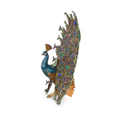 Jay Strongwater Stanton Fan Tail Peacock Figurine