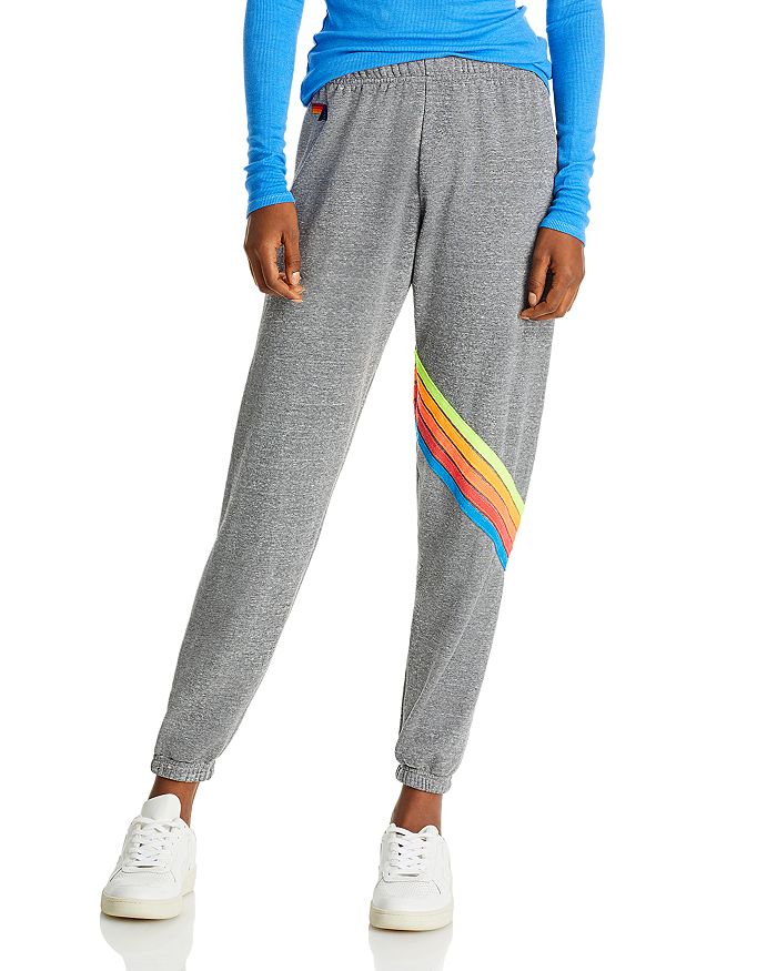 Aviator Nation 5 Stripe Women's Sweatpants in Charcoal with Multi