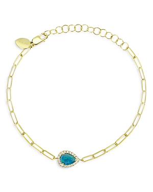 Meira T 14K Yellow Gold Opal & Diamond Paperclip Link Chain Bracelet