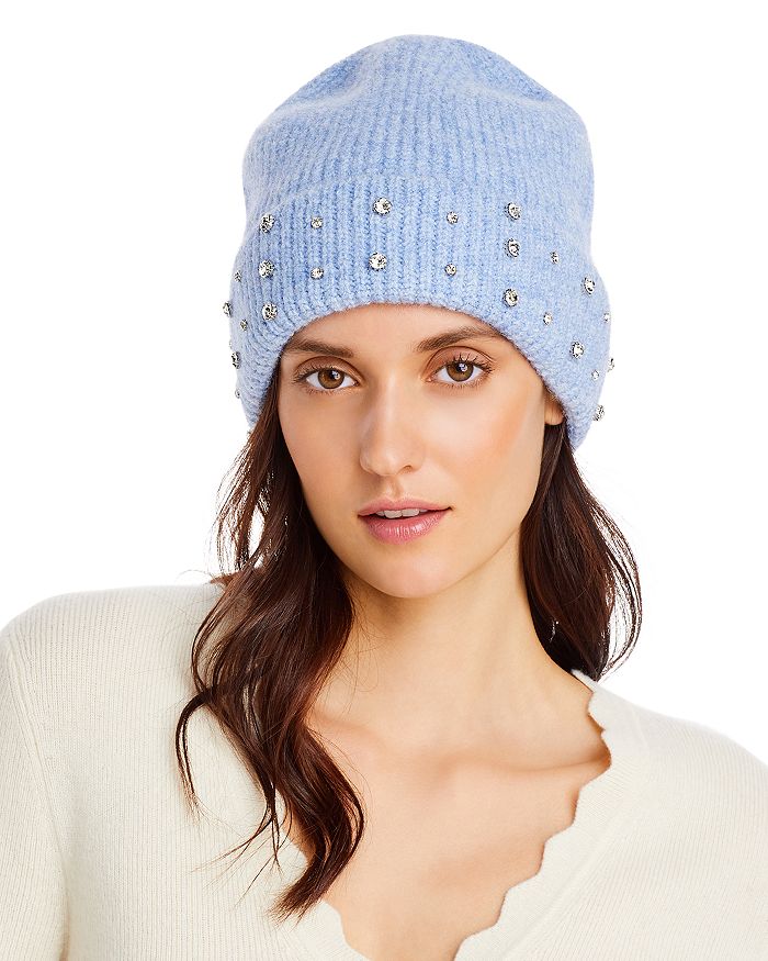 AQUA Crystal Accent Knit Hat - 100% Exclusive | Bloomingdale's