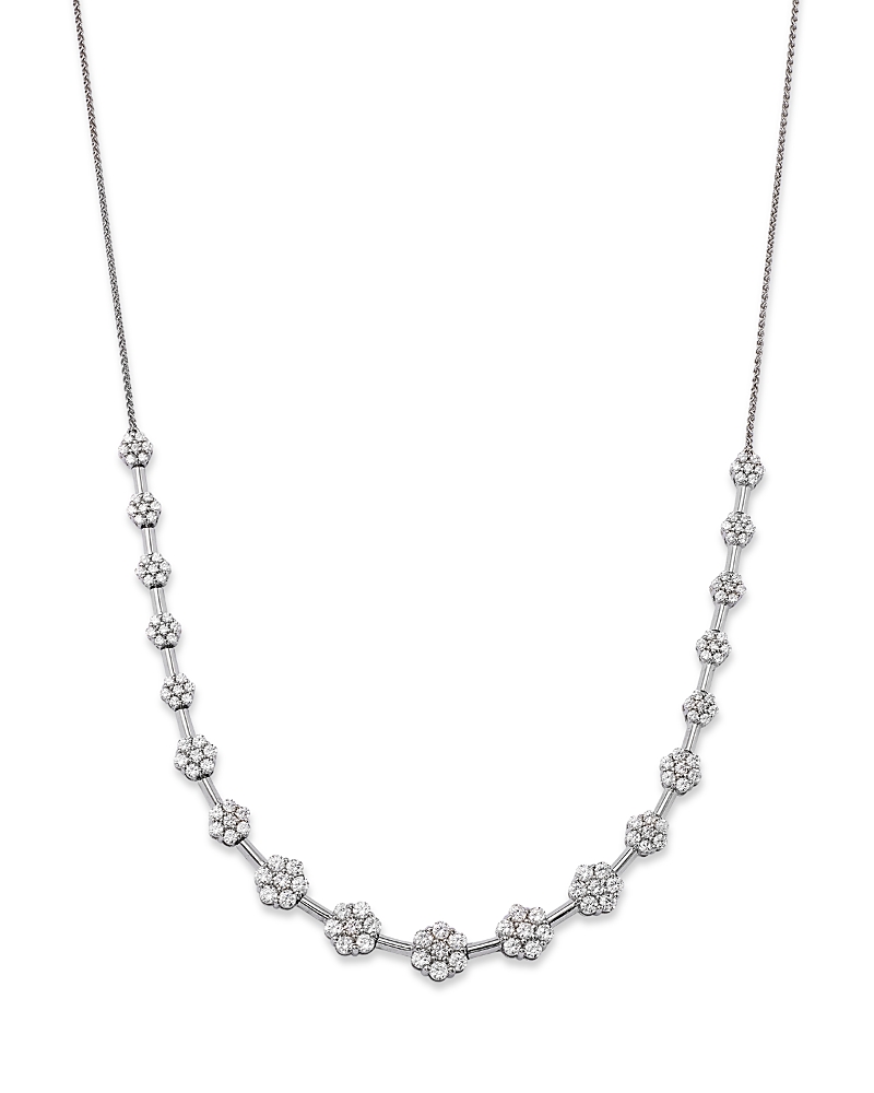 Bloomingdale's Fine Collection Diamond Cluster Necklace in 14K White Gold, 3.0 tcw