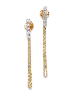 Diamond Vertical Bar Chain Earrings in 14K Yellow Gold, 0.25 tcw 