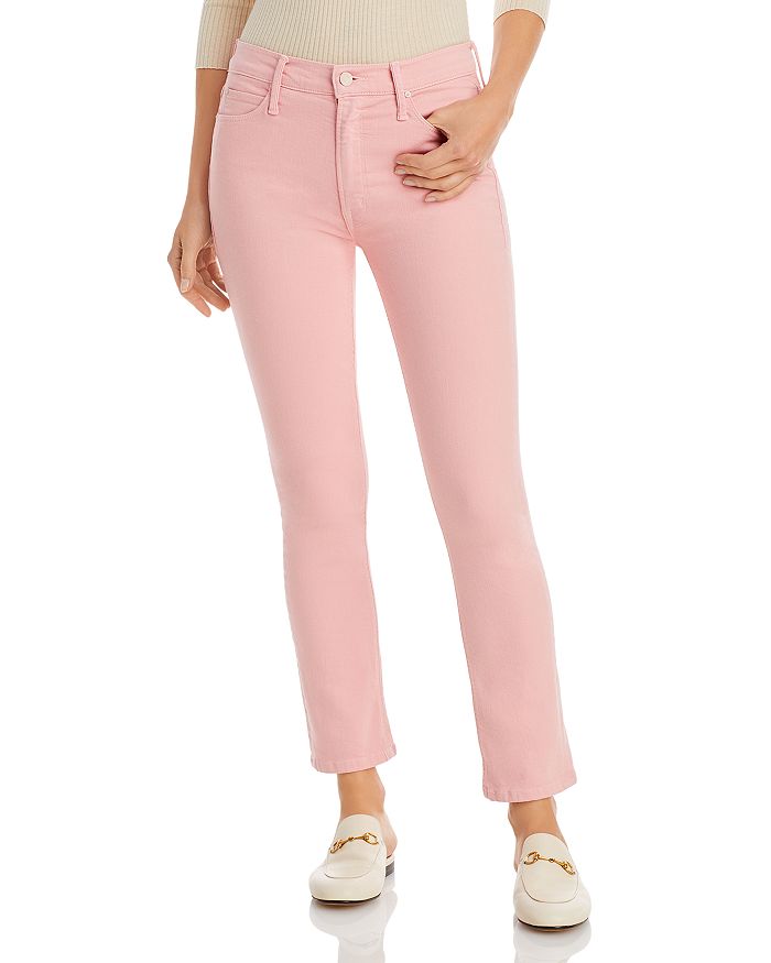Pink Straight Denim Jeans High Rise