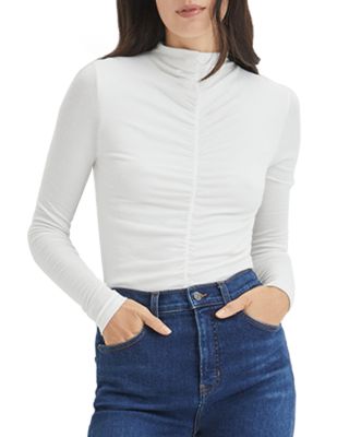 Theresa Ruched Turtleneck In White