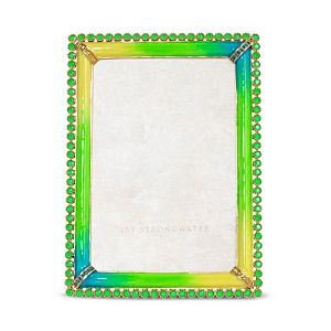 Shop Jay Strongwater Lorraine Stone Edge 4 X 6 Frame In Electric Green