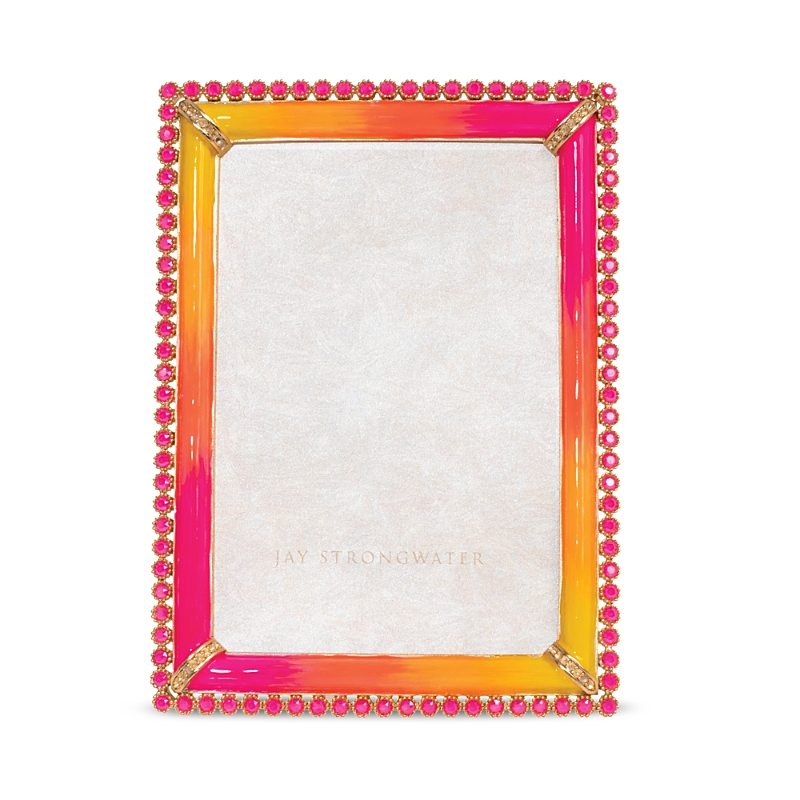 Jay Strongwater Lorraine Stone Edge 4 X 6 Frame In Electric Pink