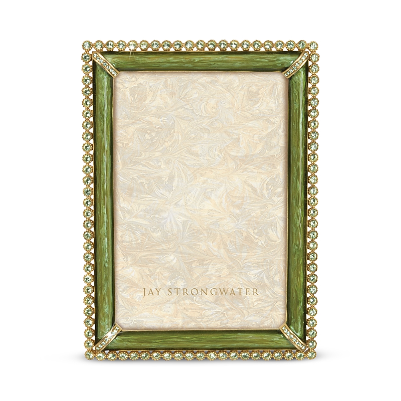 Jay Strongwater Lorraine Stone-edge Picture Frame In Leaf