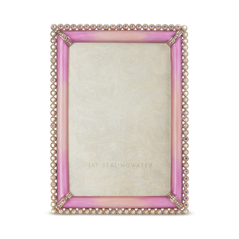 Jay Strongwater Lorraine Stone Edge 4 X 6 Frame In Rose