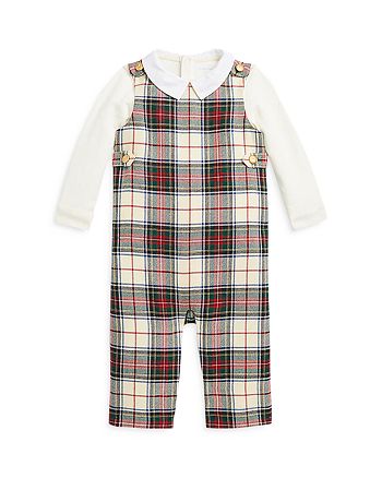 Ralph Lauren - Boys' Cotton Bodysuit & Plaid Wool Overall Set - Baby