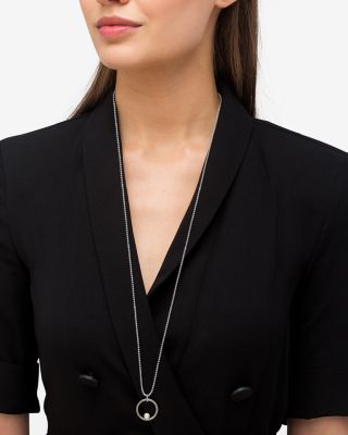 18K Yellow Gold & Sterling Silver Luna Cultured Freshwater Pearl Circle Pendant Necklace, 34"