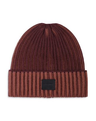 Allsaints Mens Merino Wool Ribbed Beanie Gray Size Regular main image 0