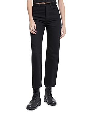 The Kooples Straight-leg Cropped Mid-rise Jeans In Black