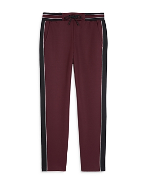 The Kooples Two-tone Straight Fit Jogger Pants In Burgundy