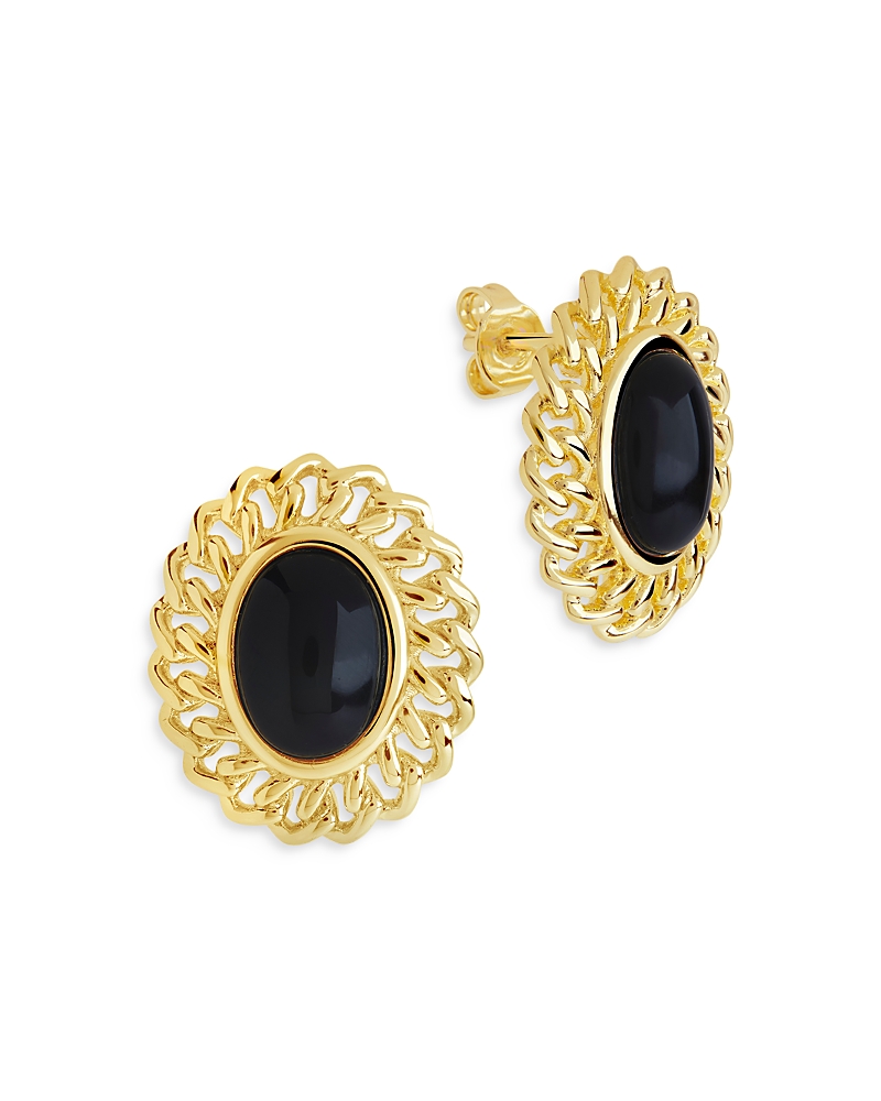 Sterling Forever Ainsley Studs In Black/gold