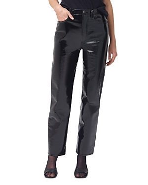 Agolde 90s Pinch Straight-leg High-rise Recycled-leather-blend Jeans In Blk Patent